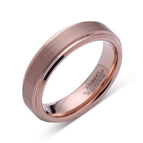 Rose Gold Tungsten Wedding Band Brushed Rose Gold Tungsten Ring 6m Luxury Bands La