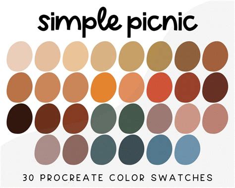 Simple Picnic Procreate Color Palette Swatches Instant Etsy