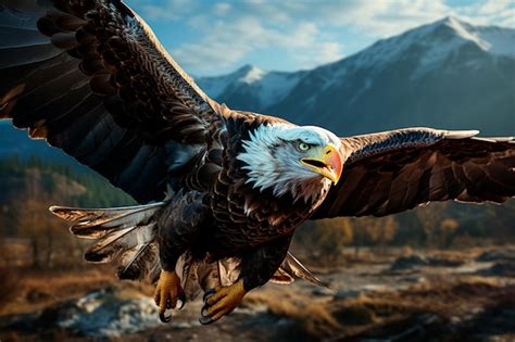 Premium AI Image | eagle flying in the mountains