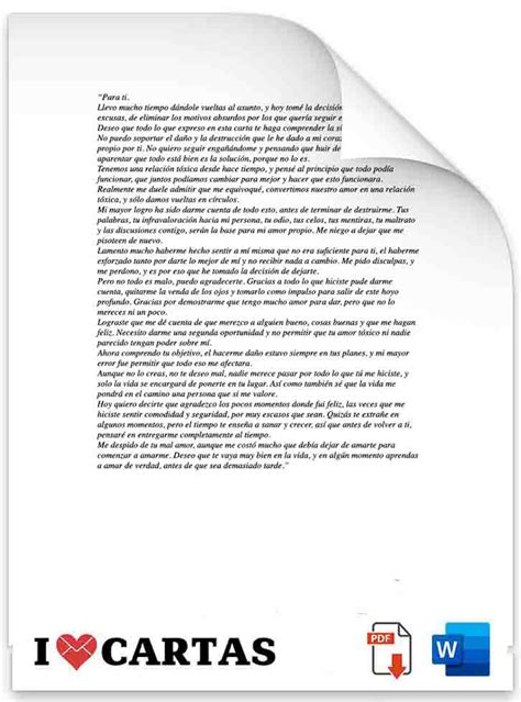 Carta Para Terminar Una Relación Tóxica En Word y PDF