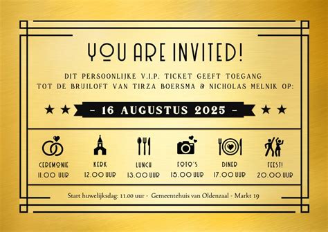 Originele Vip Ticket Uitnodiging Bruiloft Met Kaartje Go