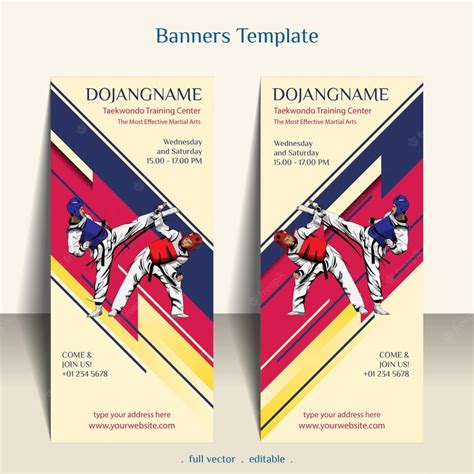 Premium Vector | Creative taekwondo banners template for roll up banner ...