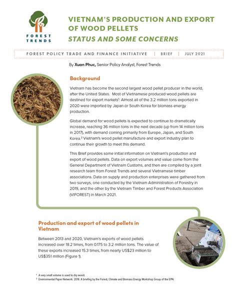 Vietnams Production And Export Of Wood Pellets Status And Some