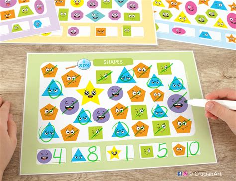 Shapes I Spy Counting Activity 2d Shapes Printable Etsy