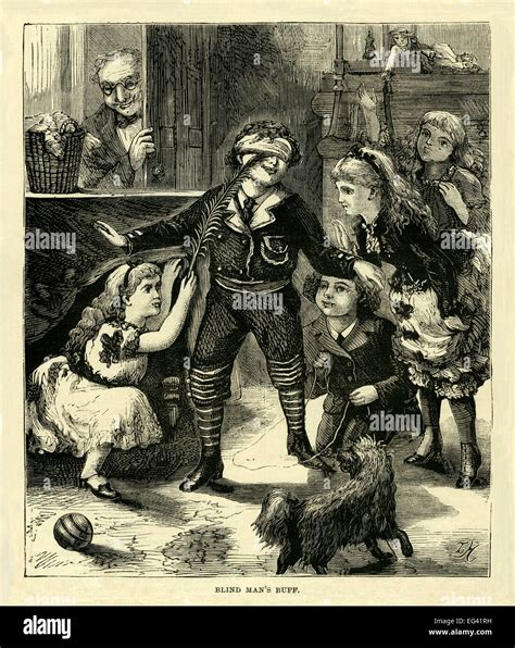 Victorian Illustration Of 1877 Showing Children Playing Blind Mans