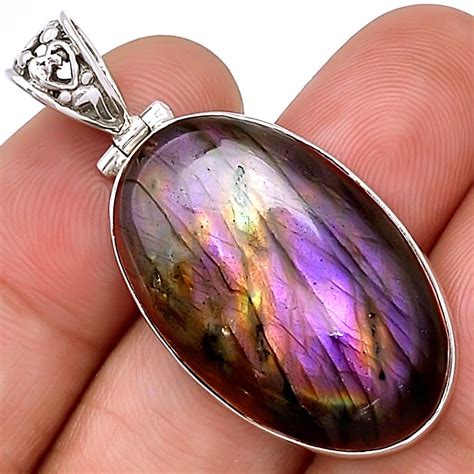 Pendentif Protection Labradorite Violet Tr S Rare Monture Argent