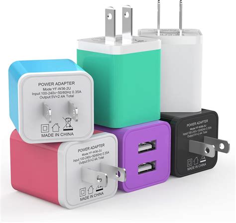 Wall Charger Usb Brick 3pack 21a5v Dual Port Usb Plug Charger Cube Power Adapter