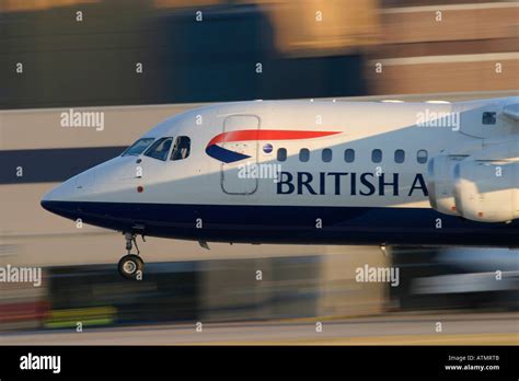 British Airways British Aerospace BAe-146-200A landing at London City Airport UK Stock Photo - Alamy