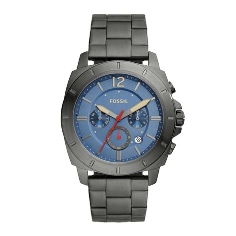 Fossil Men S Privateer Chronograph Smoke Stainless Steel Watch Bq