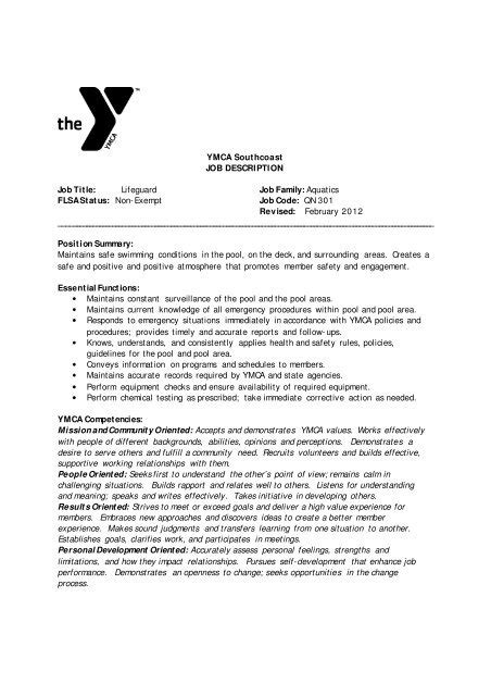 Lifeguard Job Description Ymca Clarissa Wahl