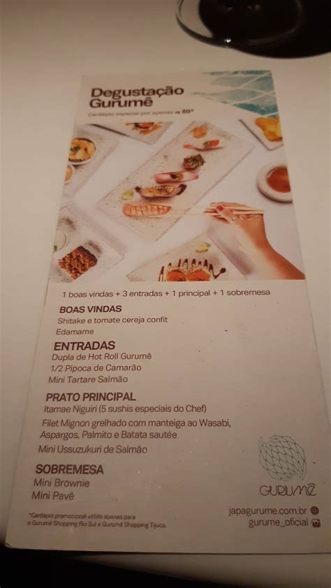 Menu em Gurumê Tijuca restaurante Rio de Janeiro