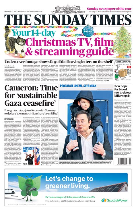 Sunday Times Front Page 17th Of December 2023 Tomorrow S Papers Today