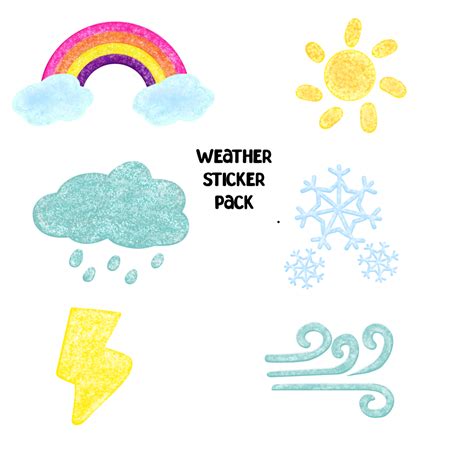 Weather Glitter Sticker Pack Weather Sticker Pack Weather Cute Png