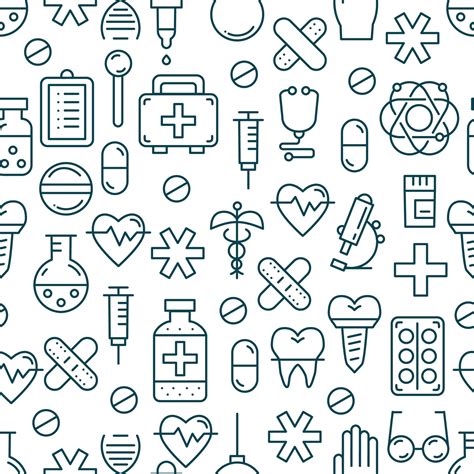 Medicine Vector Seamless Pattern With Medical Equipment Elements