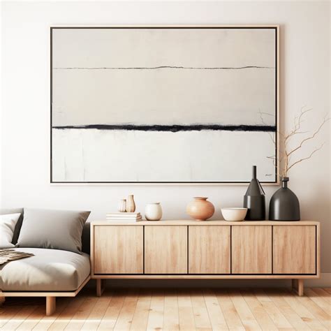 Wabi Sabi Wall Art Abstract Oil Painting Print Black Beige Horizontal