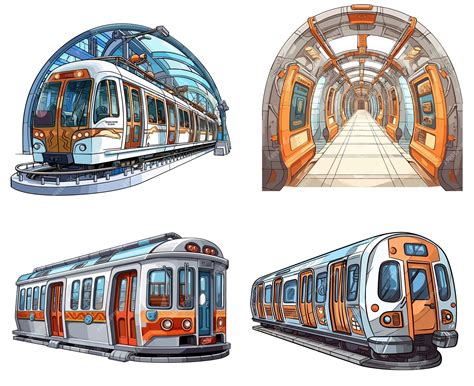 Conjunto De Dibujos Animados De Metro Aislado En Un Fondo Blanco