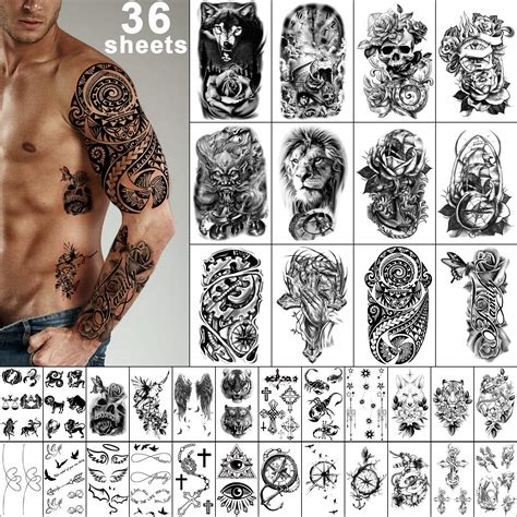 Amazon.com : Yazhiji 36 Sheets Temporary Tattoos Stickers, 12 Sheets ...