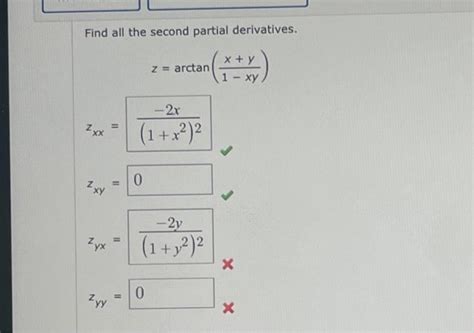 Solved Find All The Second Partial Derivatives