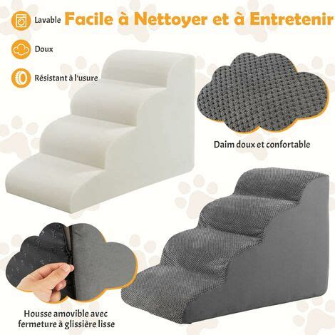 Goplus Escalier Pour Chien Chat Marches En Ponge Haute Densit