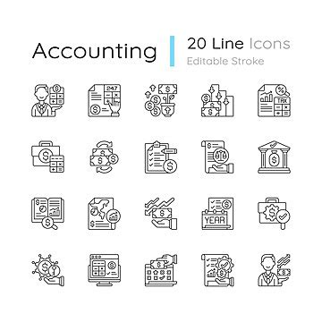 Set Of Linear Icons For Business Growth In Dark And Light Mode Vector