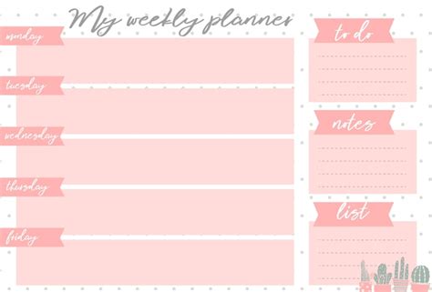 Premium Vector Weekly Planner With Flowers Stationery Organizer For