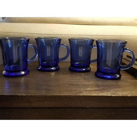 Vintage Anchor Hocking Cafe Cobalt Blue Mugs Set Of 4 Chairish