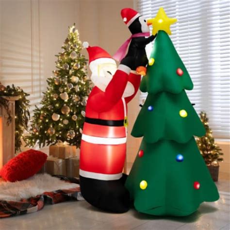 Hivvago 6 Feet Inflatable Christmas Tree And Santa Claus With Led And