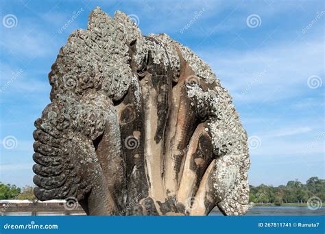 A Seven Headed Serpent At Angkor Wat Siem Reap Stock Image Image Of