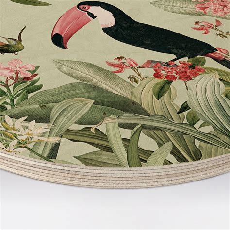 Tableau Sur Bois Rond Toucan Dans Une Jungle Paradisiaque Un Designs