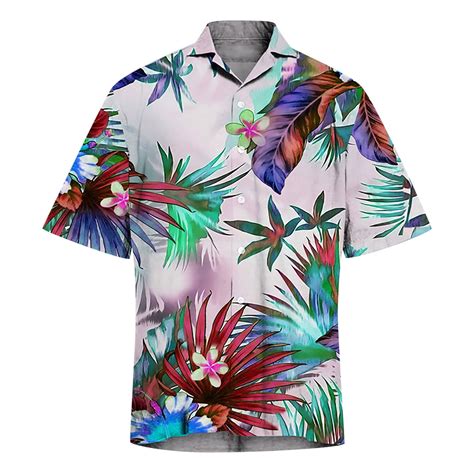 Poteti Clearance Mens Shirts Hawaiian Plus Size Beach Tropical Short