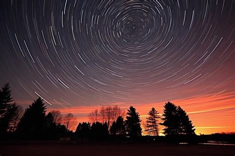 Premium AI Image Stunning Star Trails Capture The Enchanting