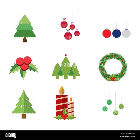 Merry Christmas Icon Set Pack High Quality Variety Symbols Vector