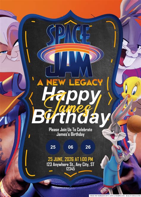 Easily Edit Pdf Invitation Space Jam Birthday Invitation Bagvania