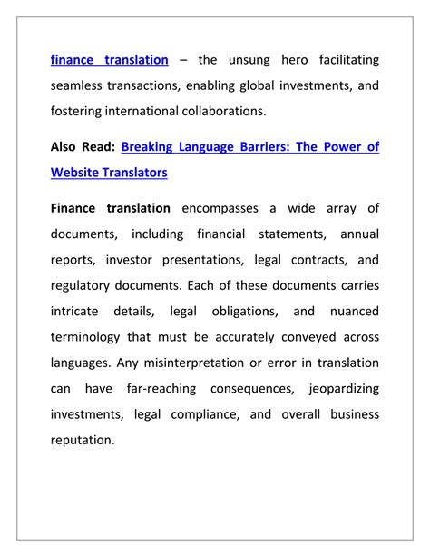 Ppt The Crucial Role Of Finance Translation Bridging Global Markets