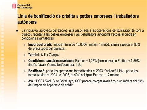 Línia de bonificació de crèdits a petites empreses i treballadors