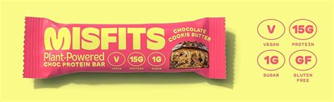 Misfits Vegan Cookie Butter Protein Bars Plant Based Chocolate High Protein Low Sugar Low