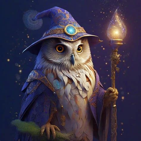 Premium Ai Image Old Wise Mystical Wizard Owl Ai Generative Illustration