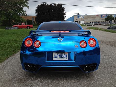 Nissan Gt R Wrapped In Blue Chrome