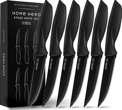 Home Hero Stainless Steel Steak Knives Set Pcs Rust Resistant