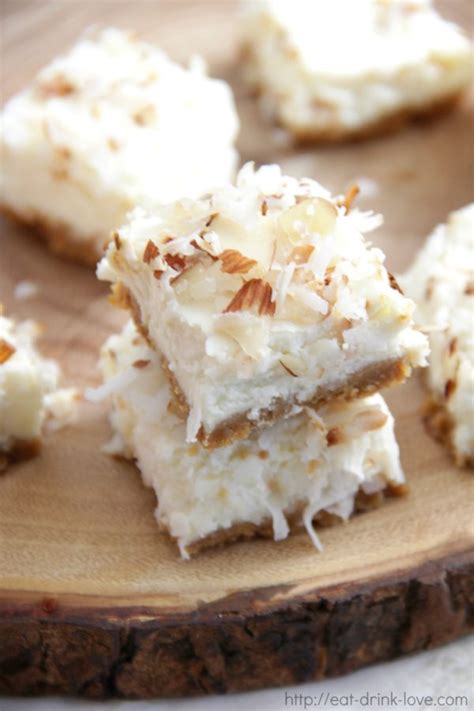 Skinny Coconut Cheesecake Bars Eat Drink Love