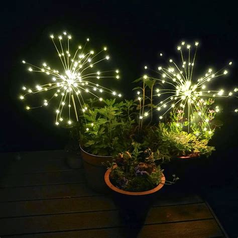 Anordsem Solar Garden Lights 2 Pack Fairy Firework Led Lights For