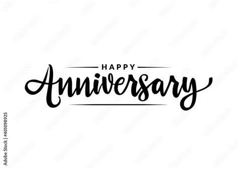 Happy Anniversary Calligraphy Hand Lettering Isolated On White