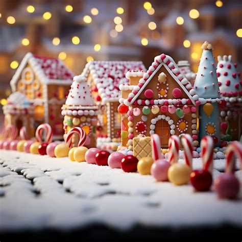 Premium Ai Image Frame Of Colorful Gingerbread Houses Candy Canes And