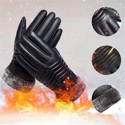 Мужские кожаные перчатки с защитой от ветра и холода | AliExpress