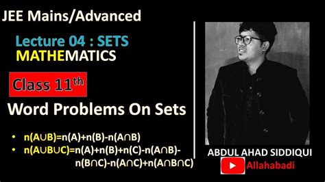 Class 11th Set Theory L4 The Set Formula For Two And Three Sets N Aub N A N B N A B N