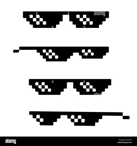 Pixel Art Black Sunglasses Isolated On White Background Stock Vector Image And Art Alamy