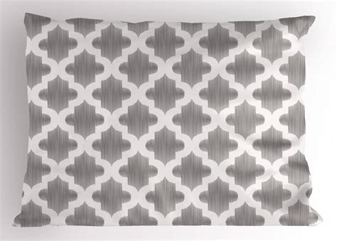 Grey And White Pillow Sham Damask Geometric Middle Eastern Effects