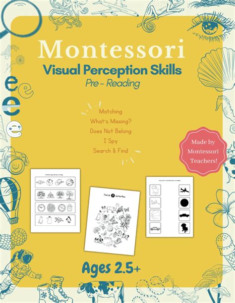 Montessori Visual Perception Skills Workbook Pre Reading Preschool