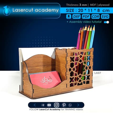 Pencil Case Pen Holder Laser Cut Business Cards And Note Etsy