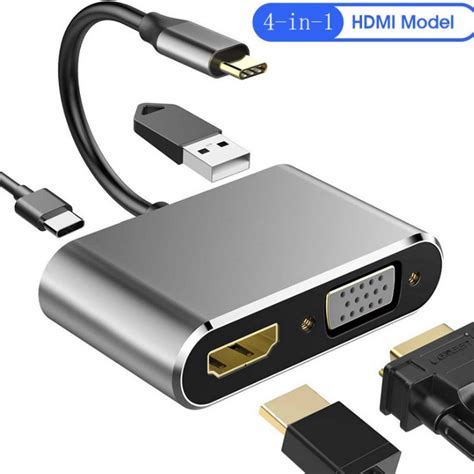 4k Type C To Hdmi Compatible Vga Usb 30 Converter 4 In 1 Usb C Dock